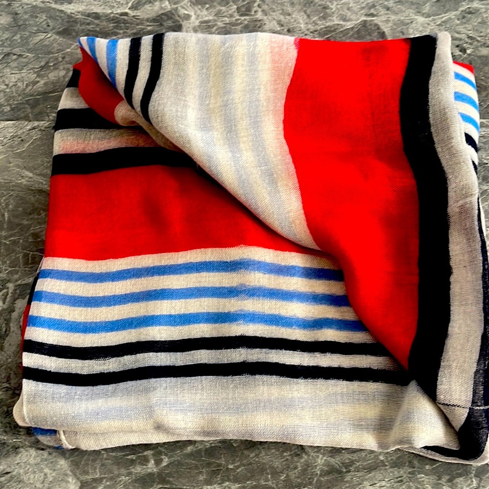 White blue and red scarf one size fit all